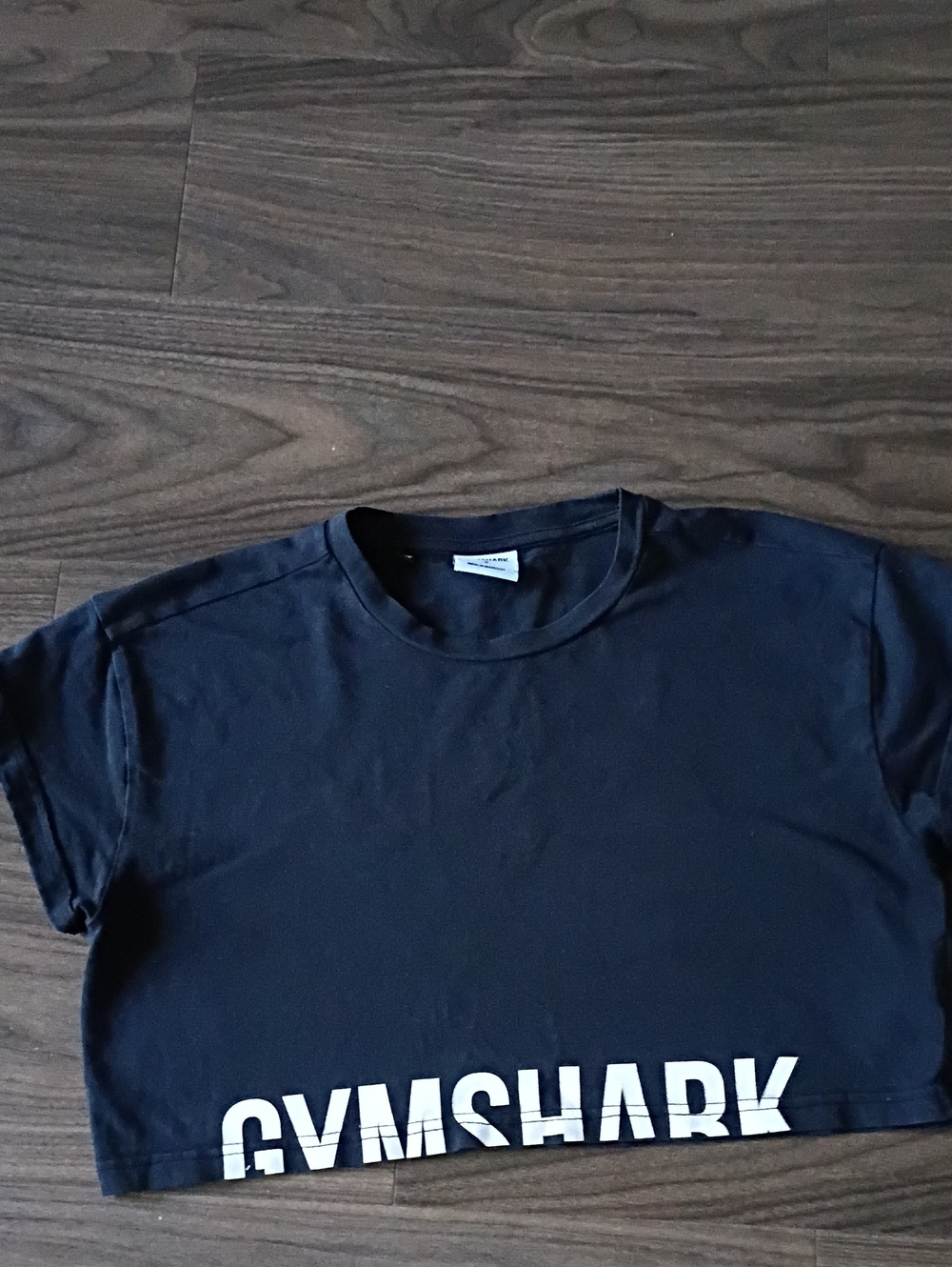 Gymshark Black Tee with White Vertical Logo